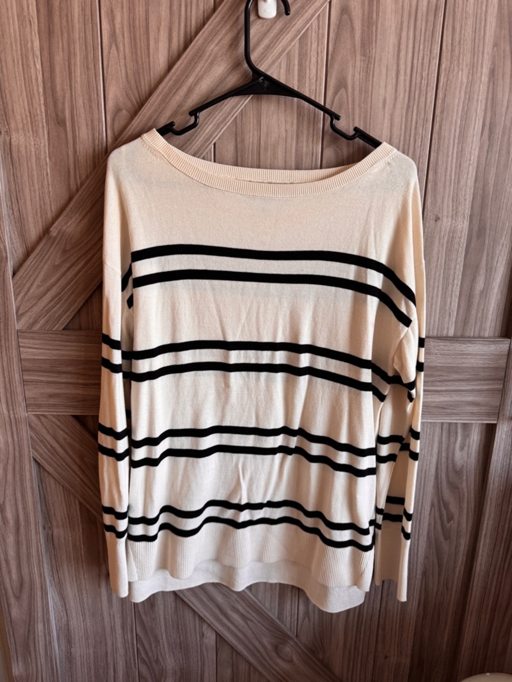 Banana Republic factory Cream Knit Sweater with Black Stripes